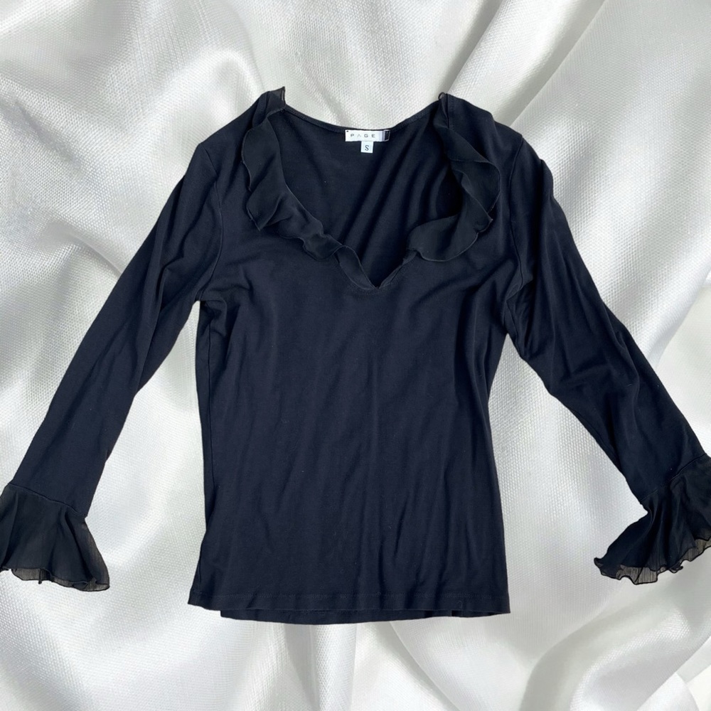Vintage grunge fairy whimsygoth chiffon ruffle v neck top